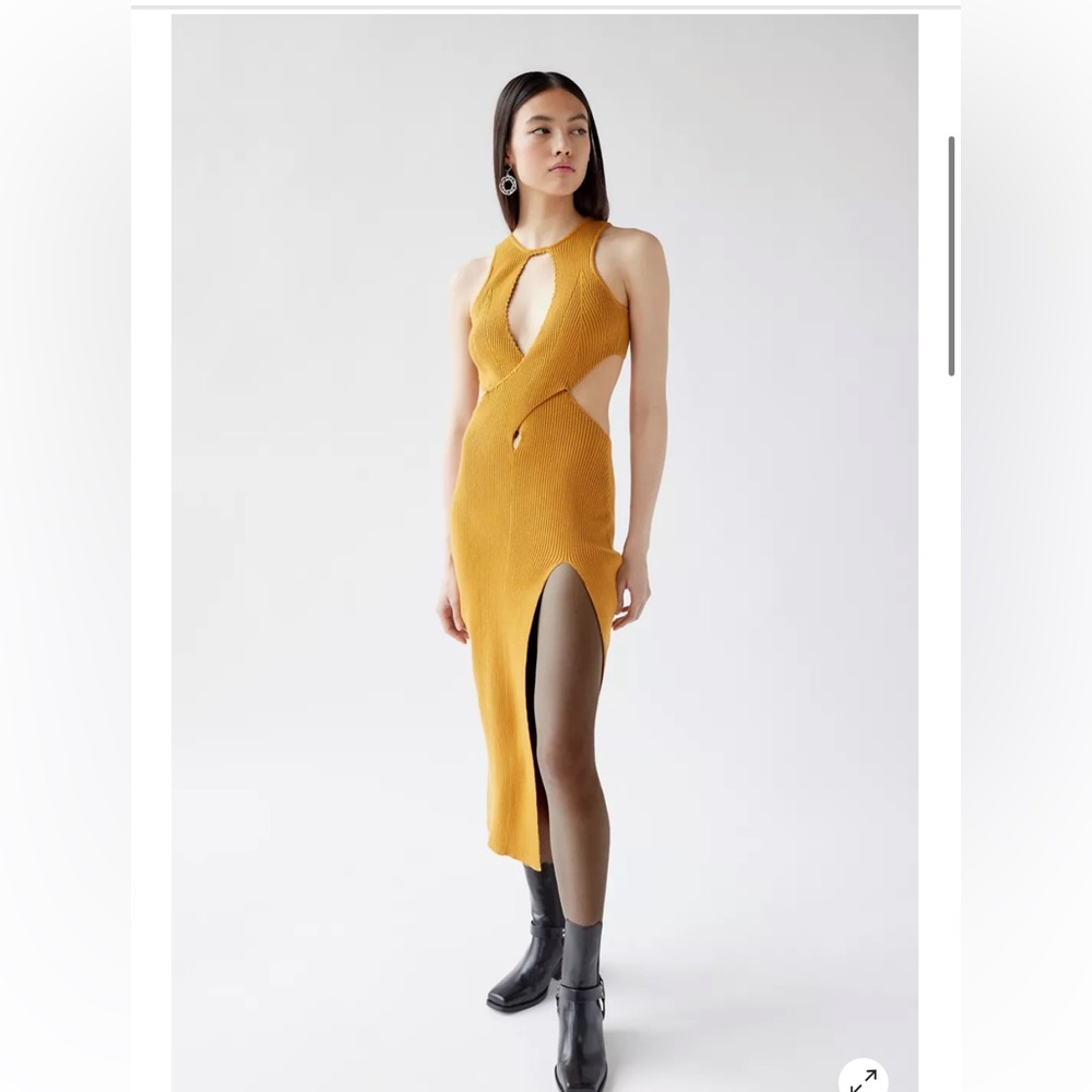 Yellow Knit cut out Dress
